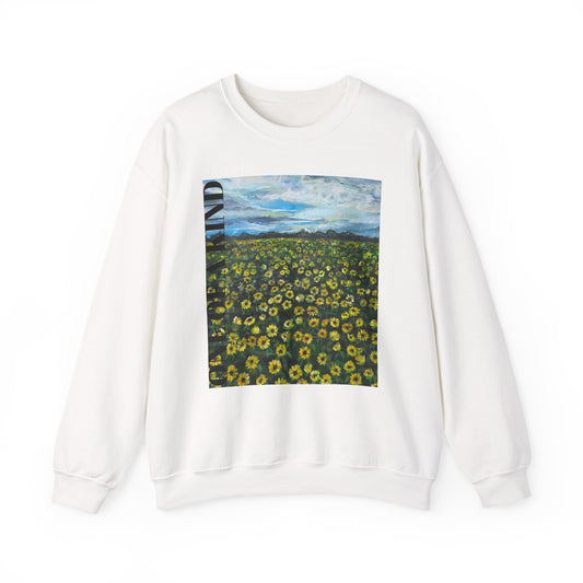 Sunflower Field painting Sweatshirt | Landscape art floral crewneck