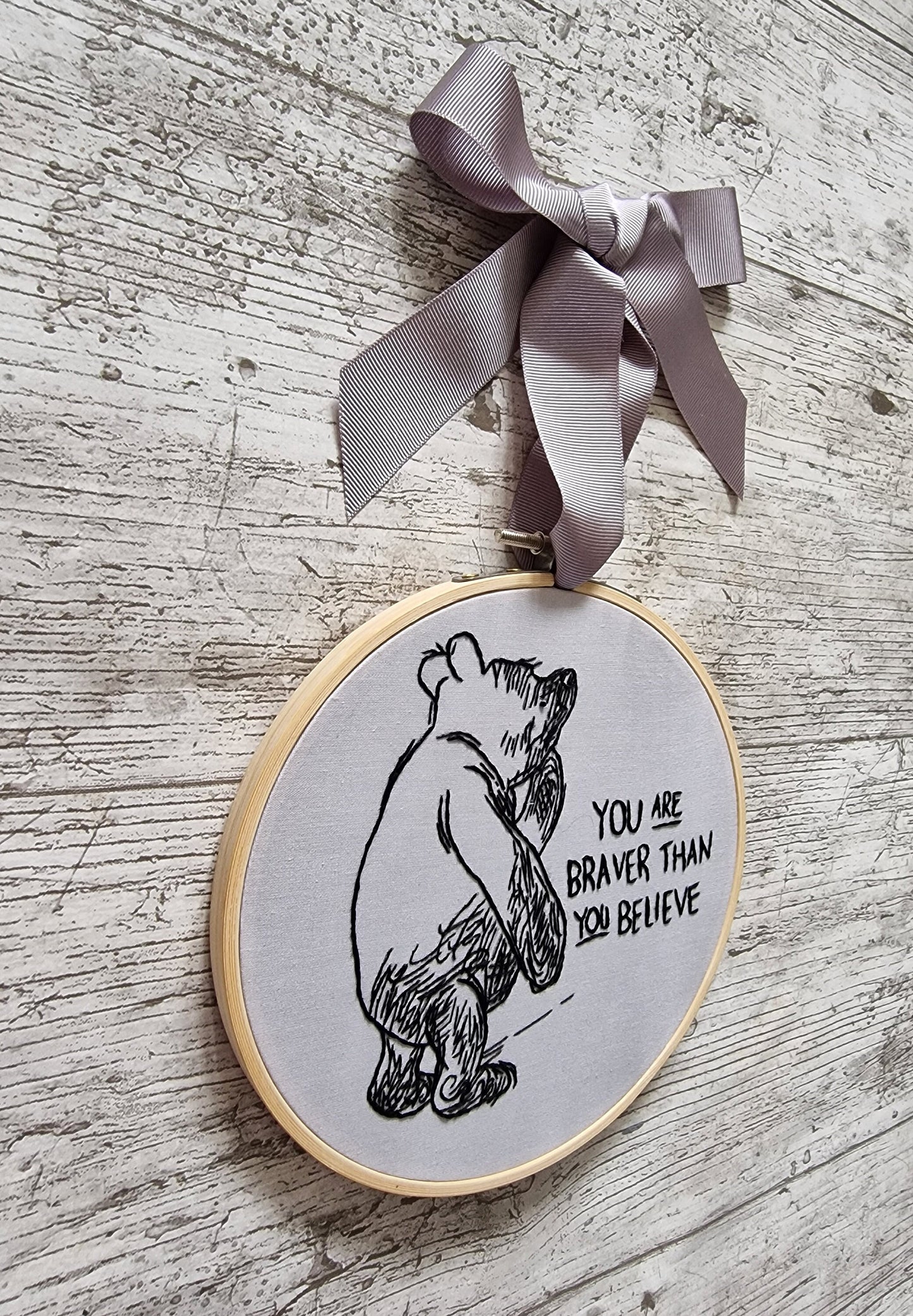 Winnie the Pooh, You are braver then you believe, Embroidered Art