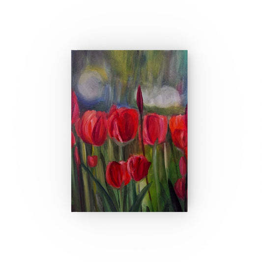 Red Tulip Field Journal | Hardback Notebook, Floral Art Cover