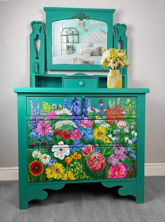 SOLD- Florence Dresser , Hand painted Florals