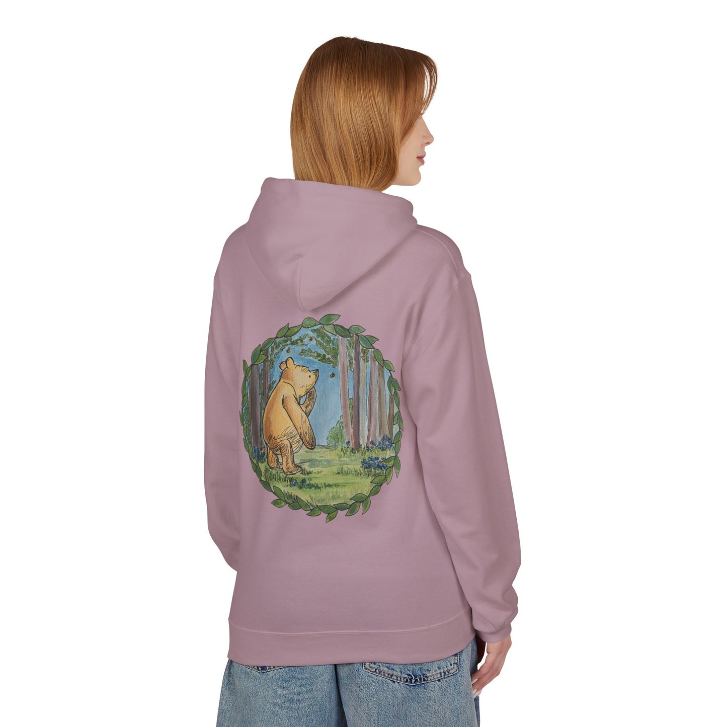 Winnie the Pooh Hoodie | Classic Storybook Illustration, Forest Backprint