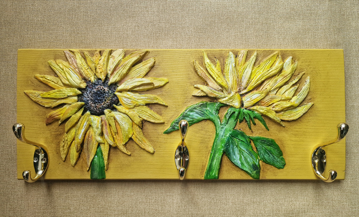 SOLD Sunflower Clay, Hand Painted Hookset