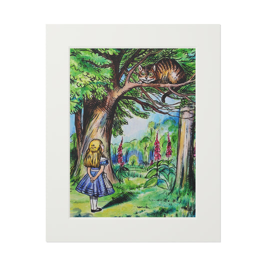 Alice and Cheshire Cat Fine Art Print Passepartout Frame