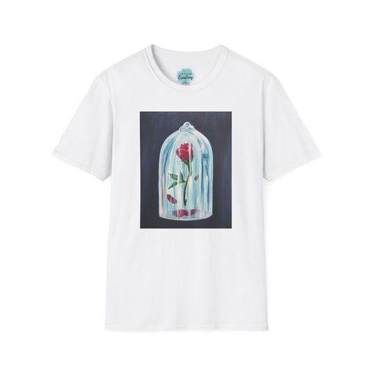 Enchanted Rose in Glass Dome T-Shirt | Enclosed Red Rose Illustration