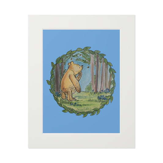 Winnie the Pooh Forest Illustration Fine Art Print | Passepartout Frame