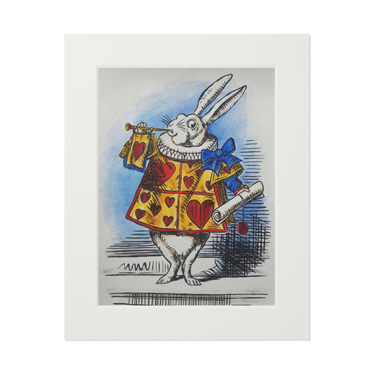 The White Rabbit - Alice in Wonderland Fine Art Prints (Passepartout Paper Frame)