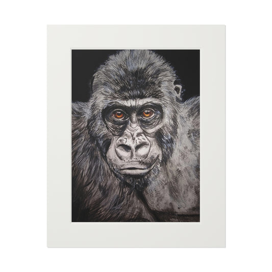 Gorilla Portrait Fine Art Print Passepartout Paper Frame