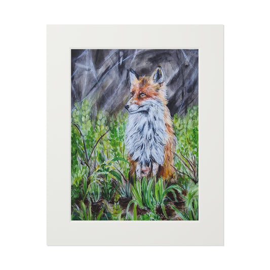 Red Fox Illustration Fine Art Print | Passepartout Paper Frame