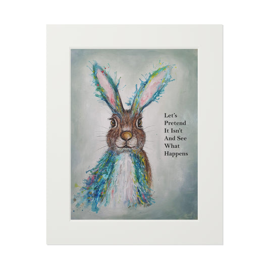 Colorful Watercolor Rabbit Illustration Fine Art Print | Passepartout