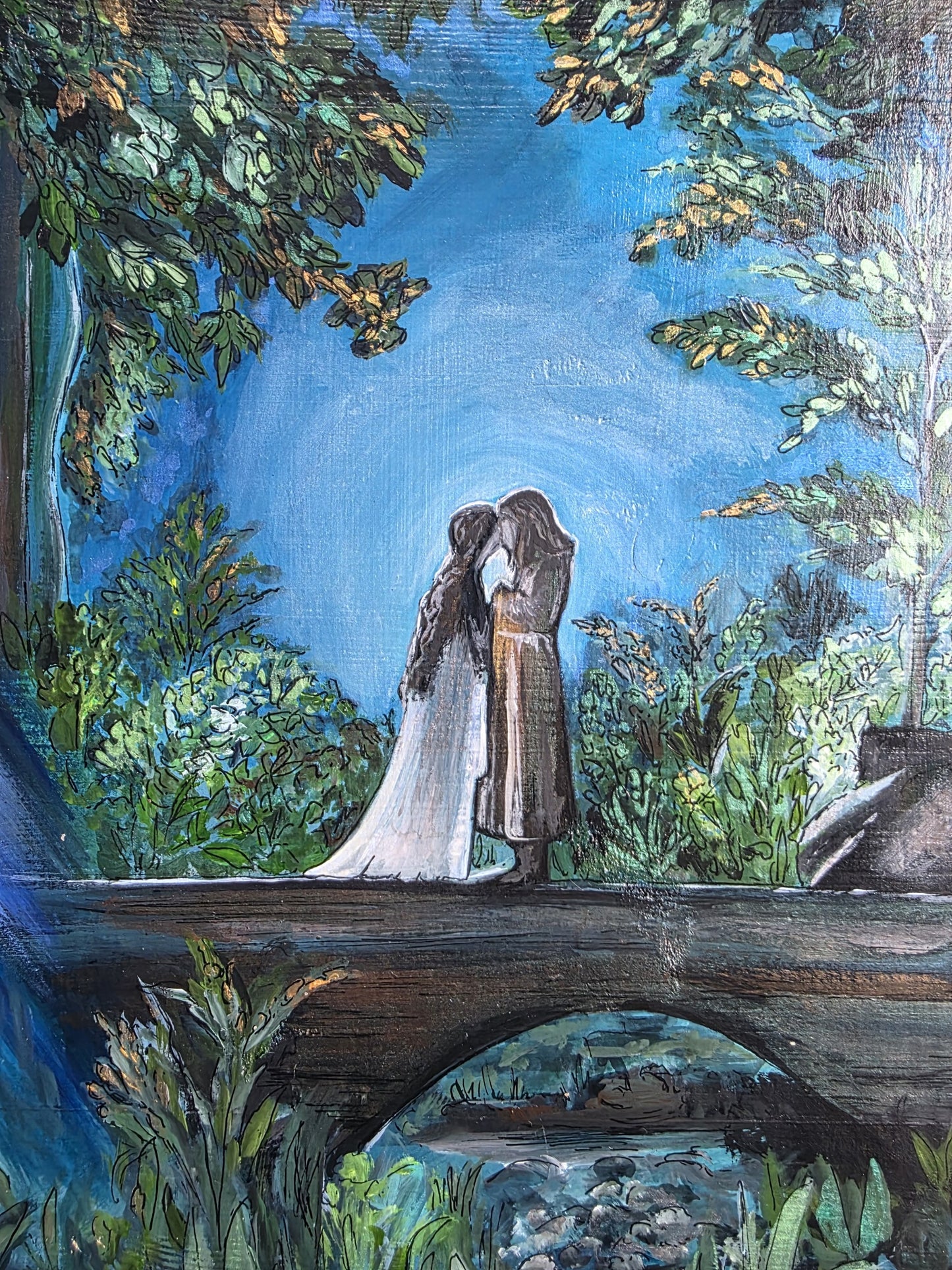SOLD -Lord of the Rings, Aragorn & Awen, Love Hand painted Wall Art
