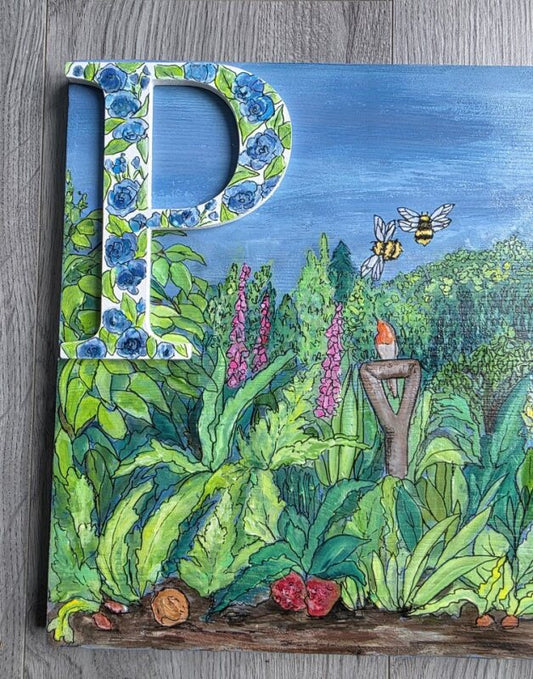 Peter Rabbit Garden, Hand painted Wall art