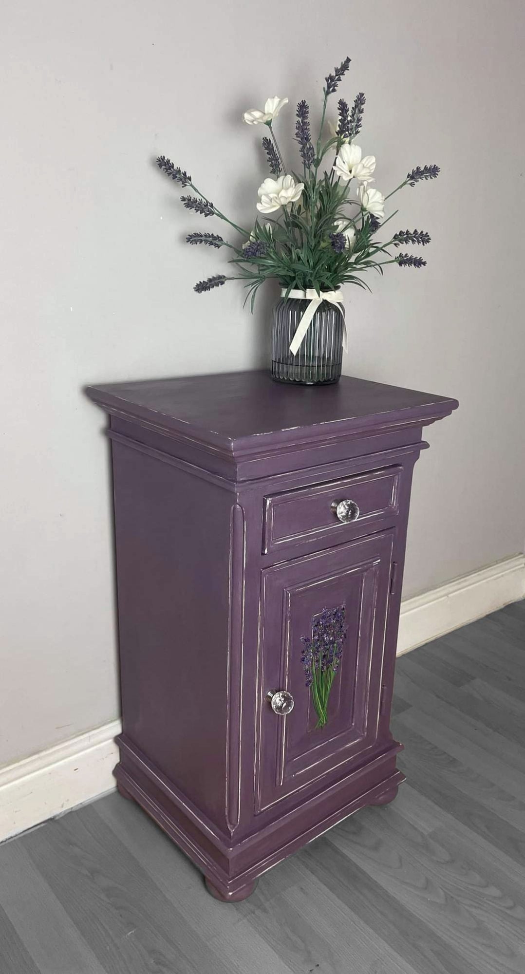 SOLD - Lavender Bloom, Hand Painted Cabinet