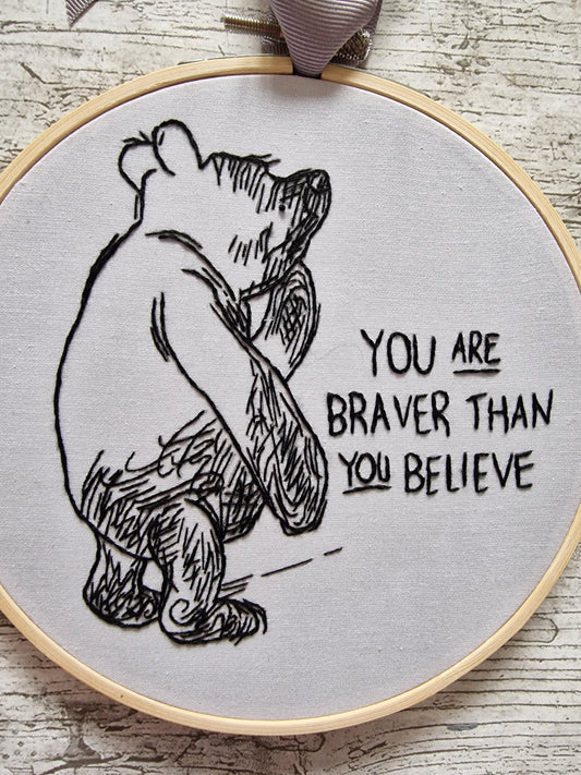 Winnie the Pooh, You are braver then you believe, Embroidered Art