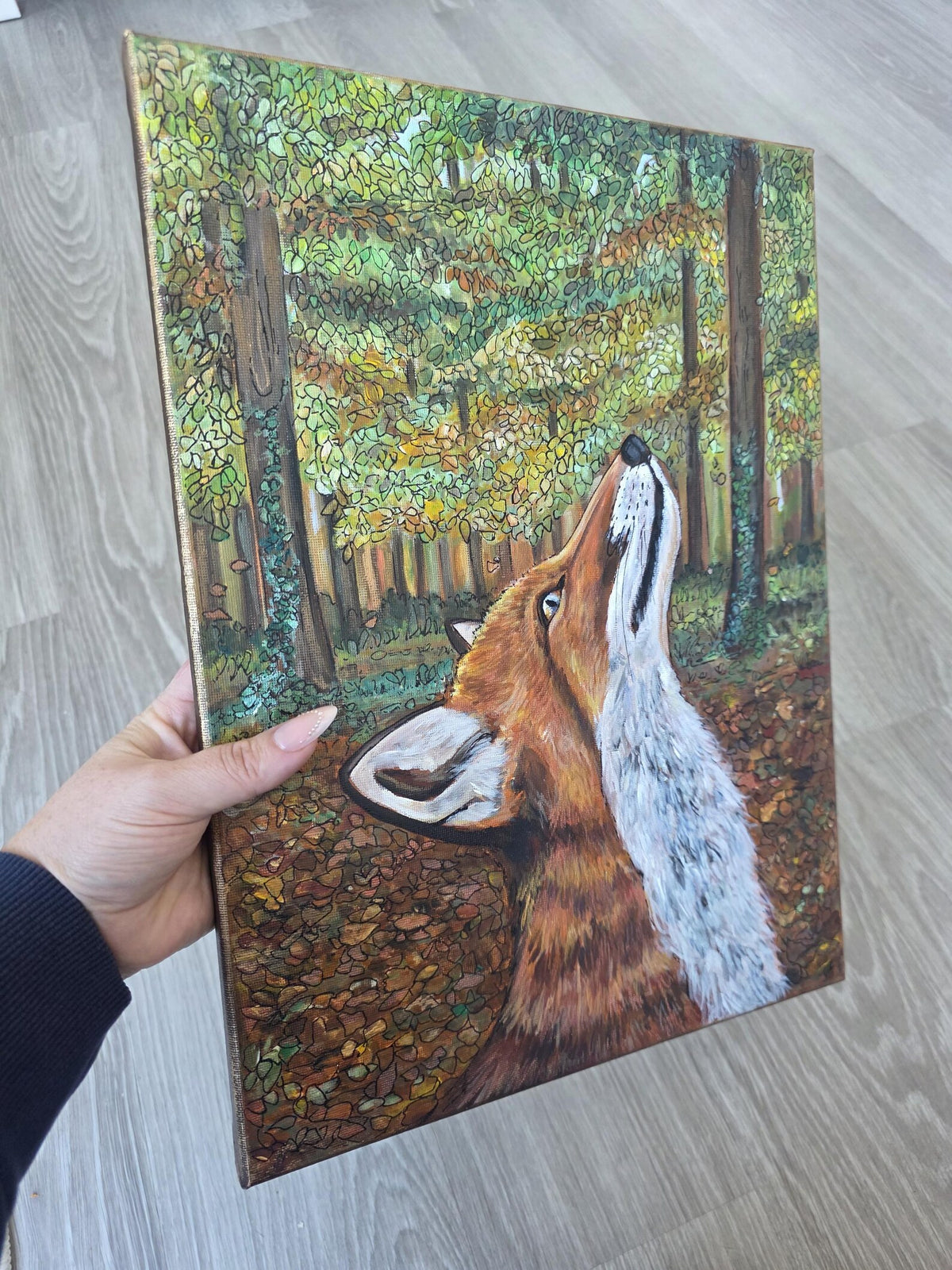 The Autumn Keeper - hand painted FOX, Acrylic on Canvas