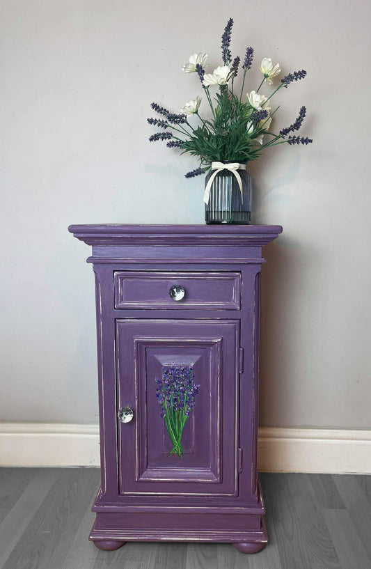 SOLD - Lavender Bloom, Hand Painted Cabinet