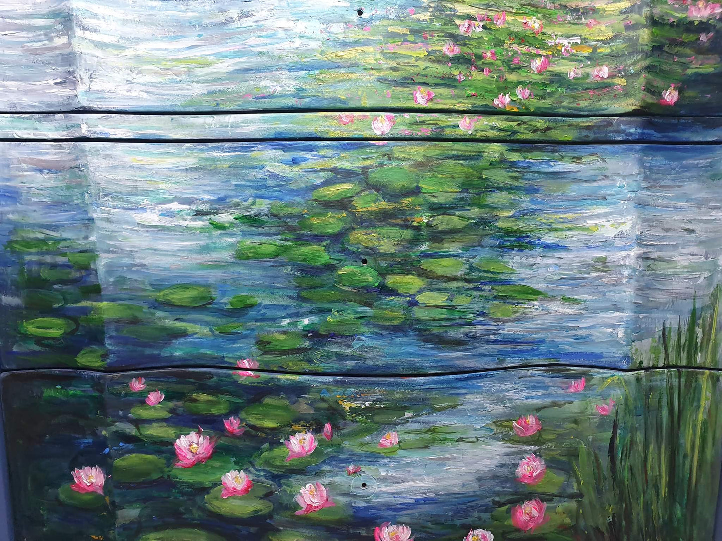 SOLD Waterlilies Bombe Chest - Hand Painted - Original Art