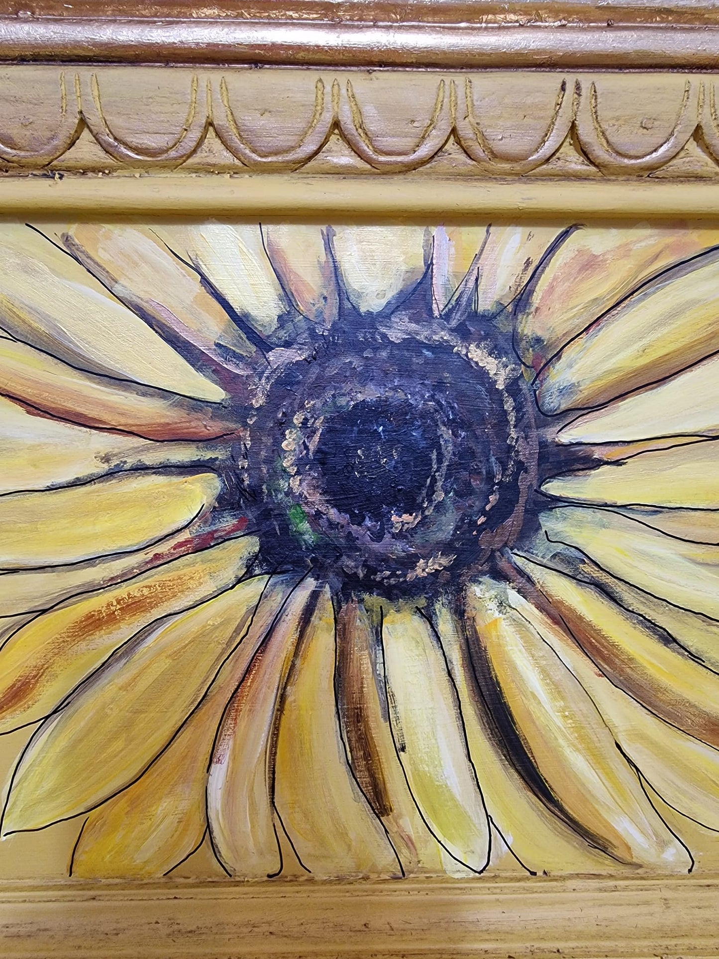 SOLD “Miss Minton” – Hand‑Painted Sunflower Cupboard Inspired by Van Gogh