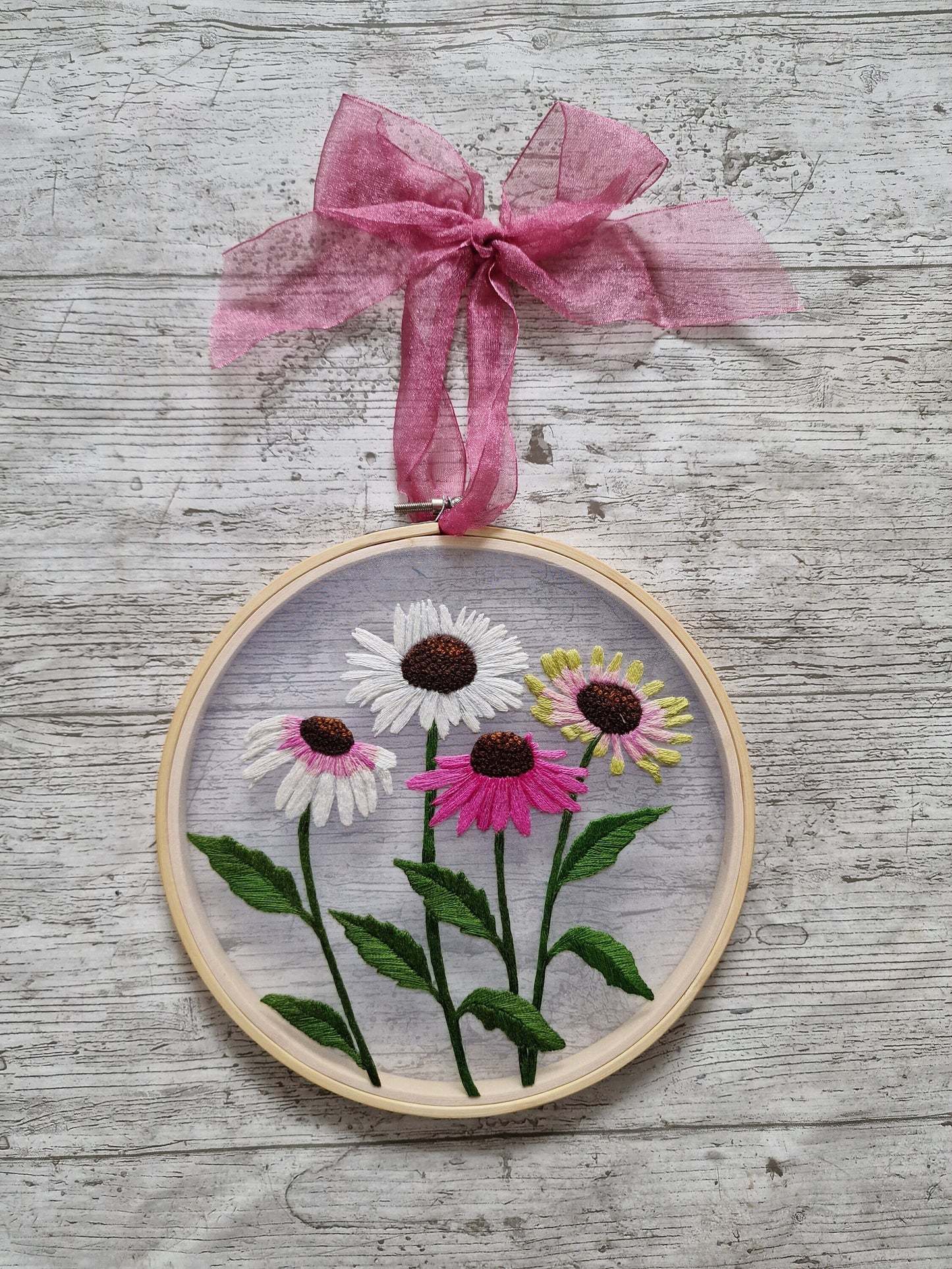 Echinacea Embroidered Art
