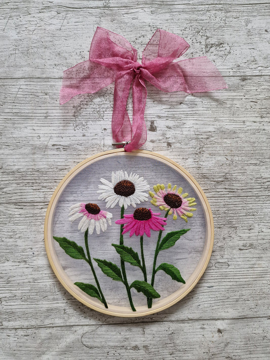 Echinacea Embroidered Art
