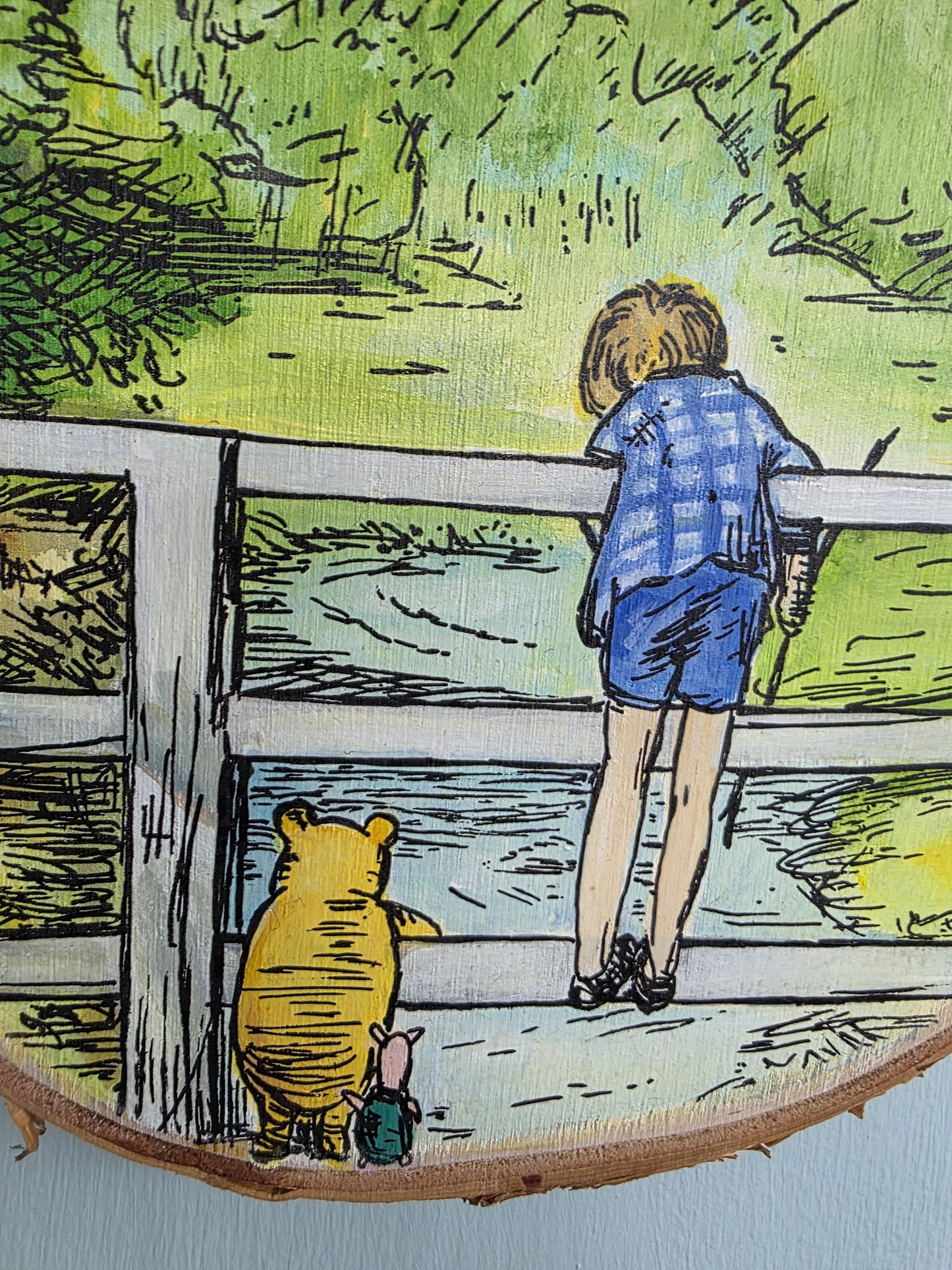Winnie the Pooh, Pooh Sticks Wall Art - Handpainted