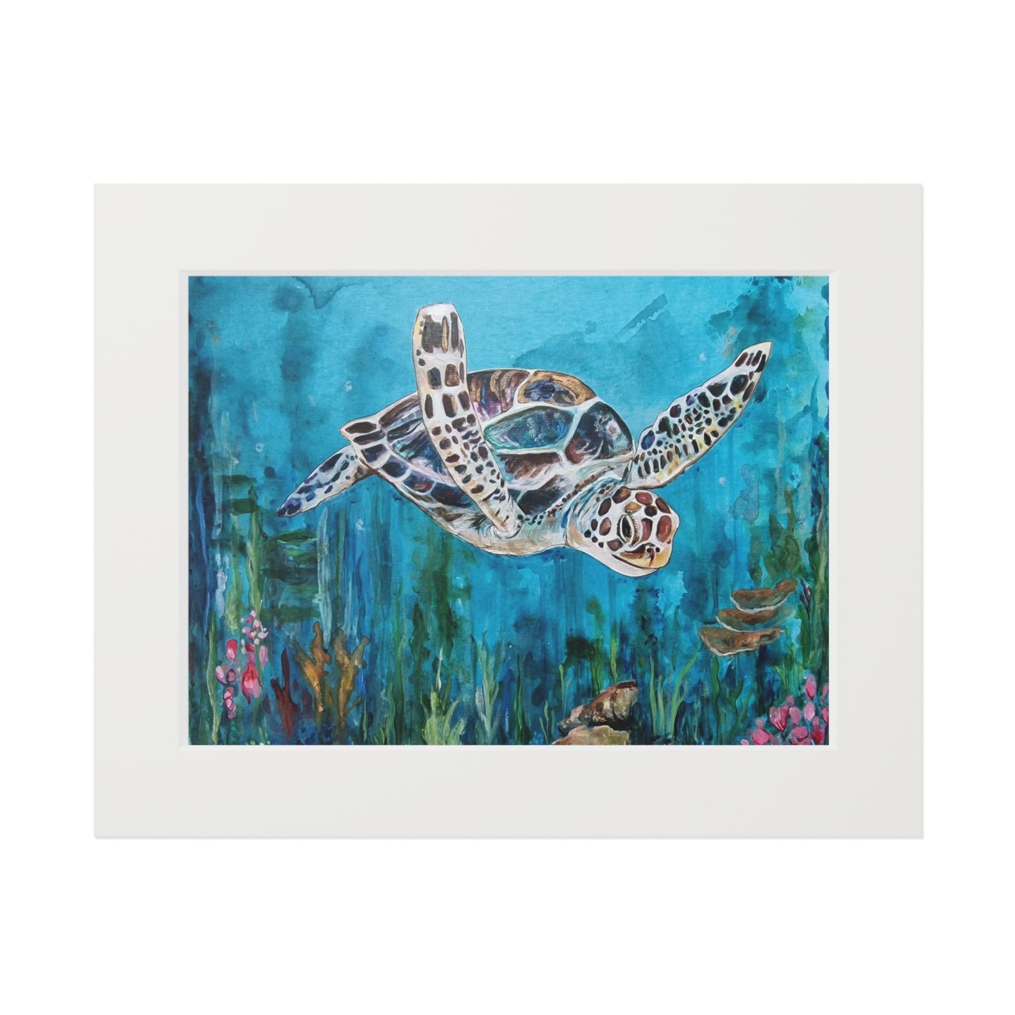 Sea Turtle Illustration Fine Art Print | Passepartout Paper Frame