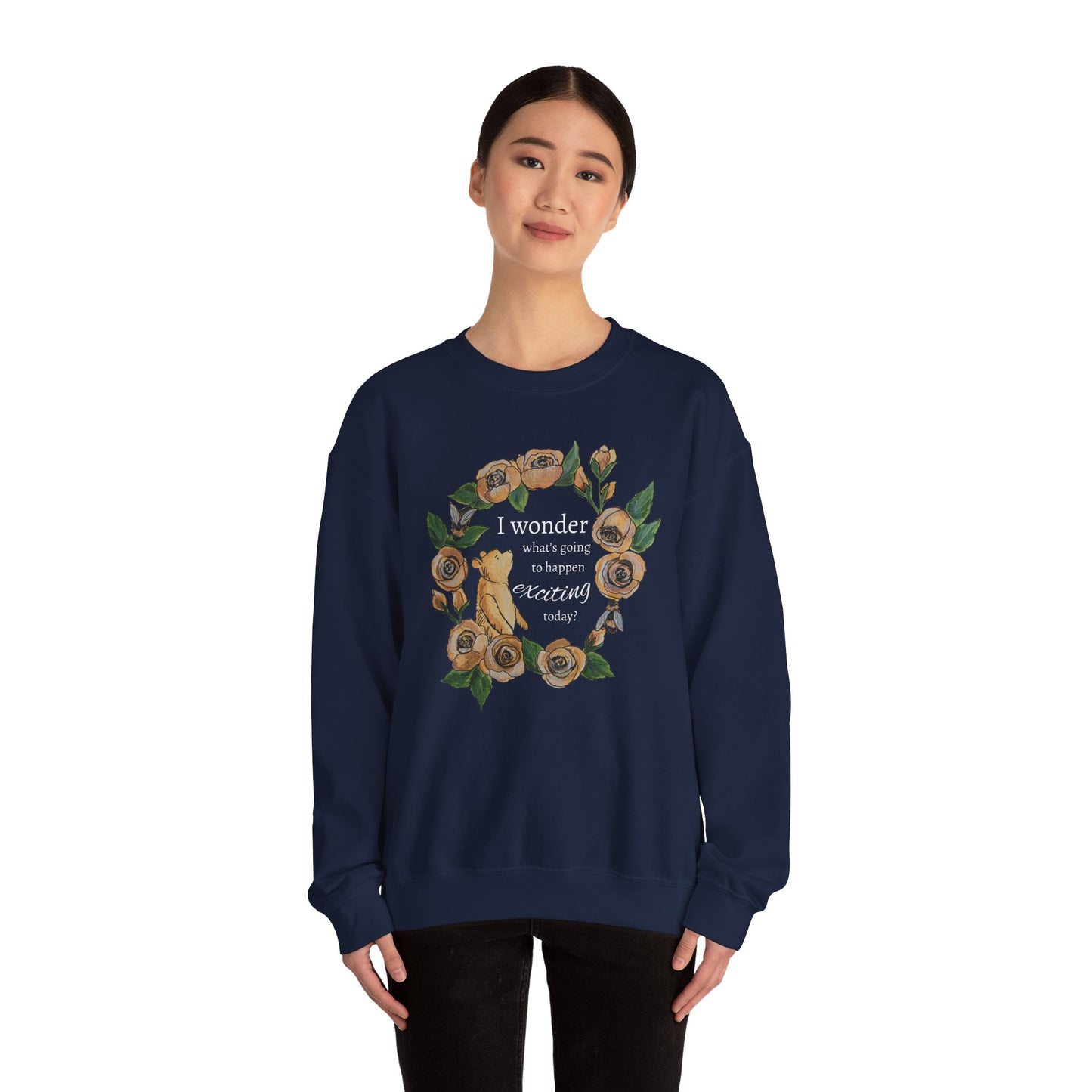 Winnie the Pooh Floral Wreath Sweatshirt, Winnie Quote