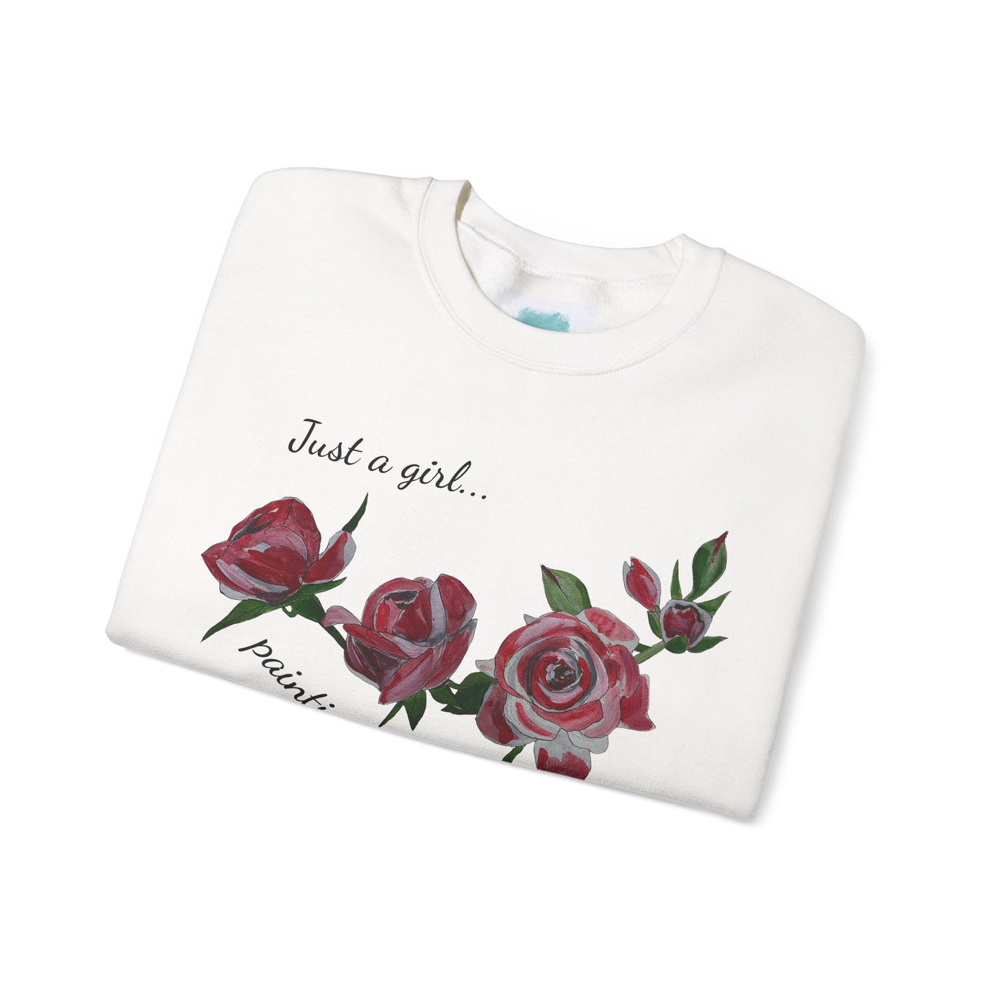 Just a Girl Painting Her Roses Red sweatshirt | Floral Rose Crewneck - Alice in Wonderland