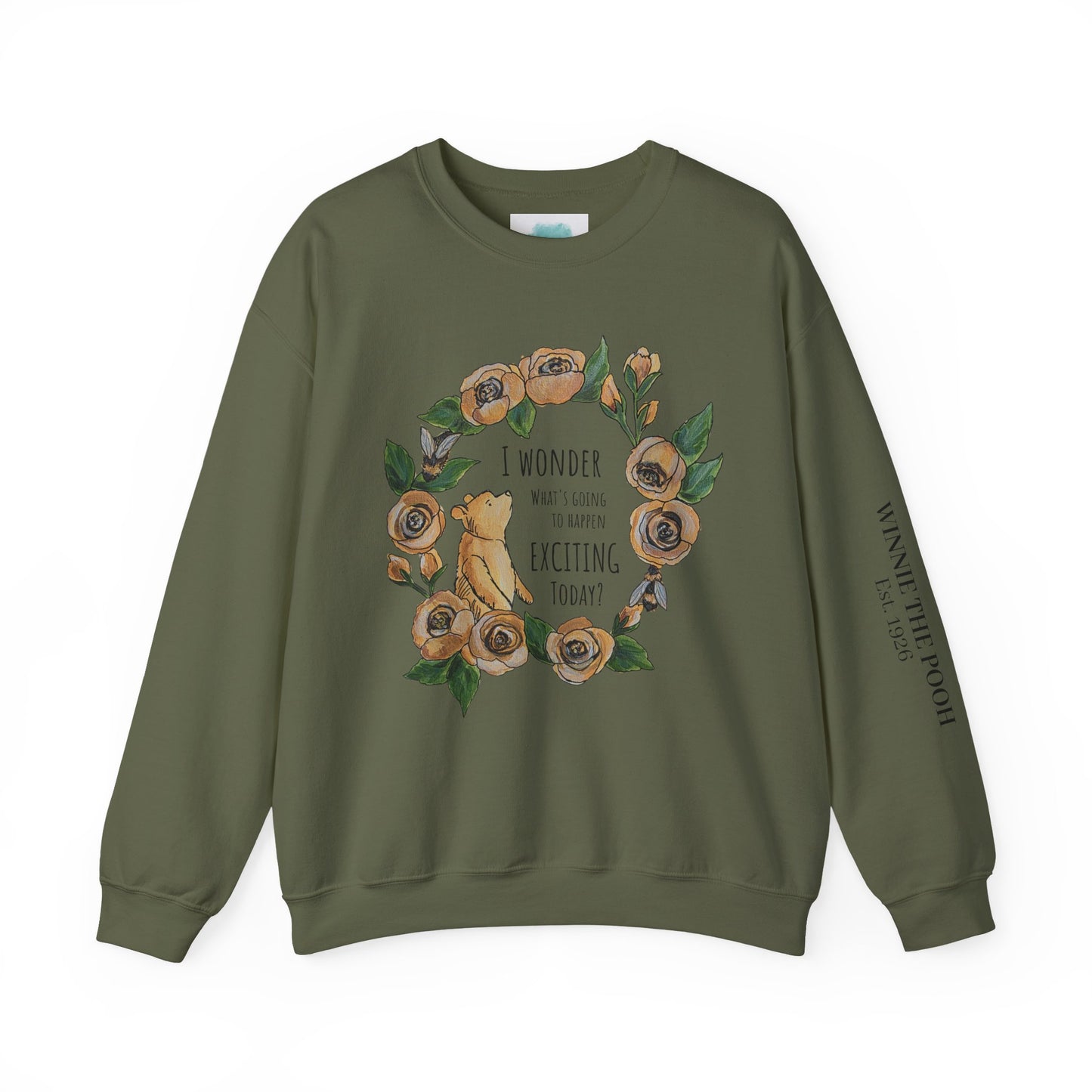 Winnie the Pooh Floral Wreath I Wonder What Exciting Things Today Sweatshirt