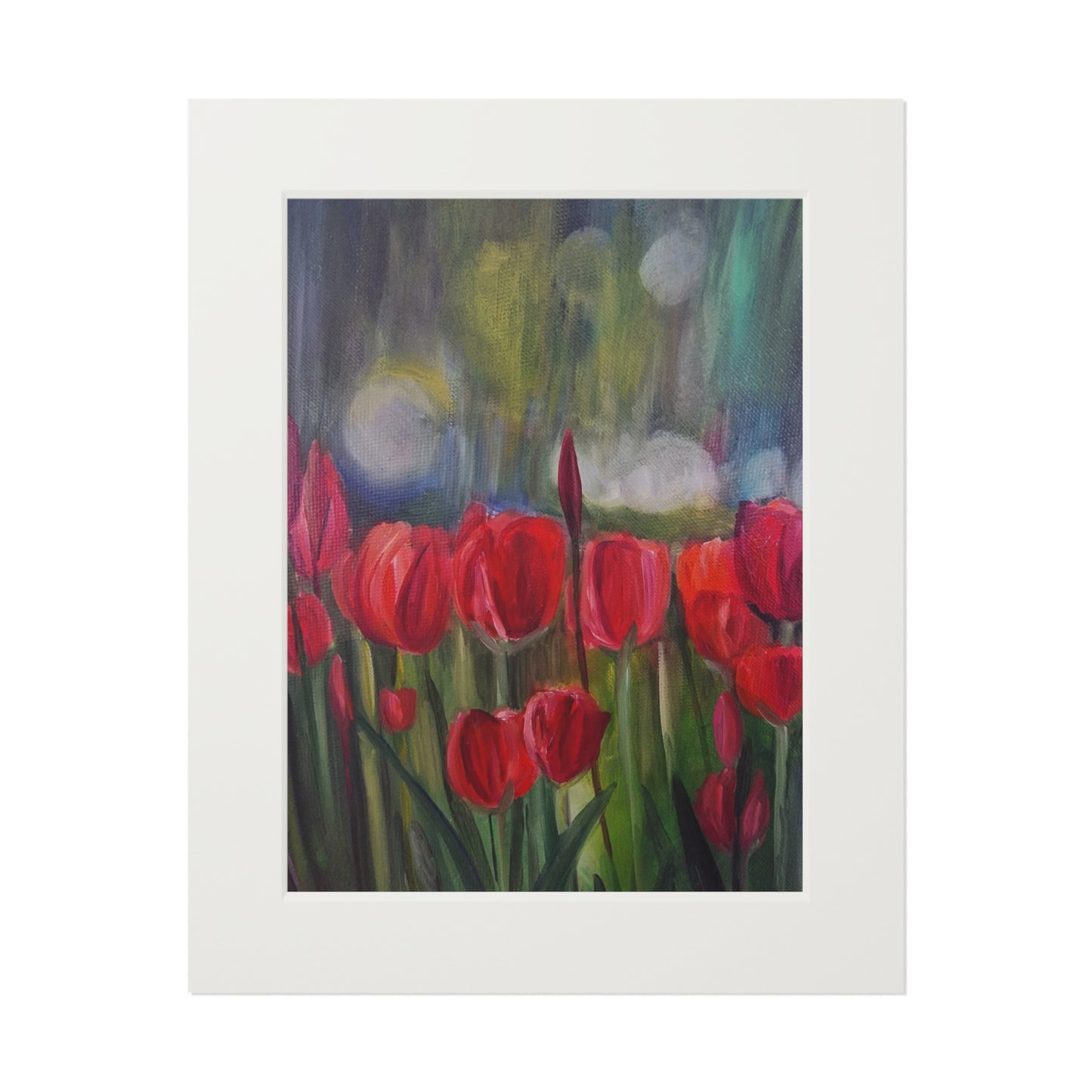 Red Tulip Field Fine Art Print | Passepartout Paper Frame