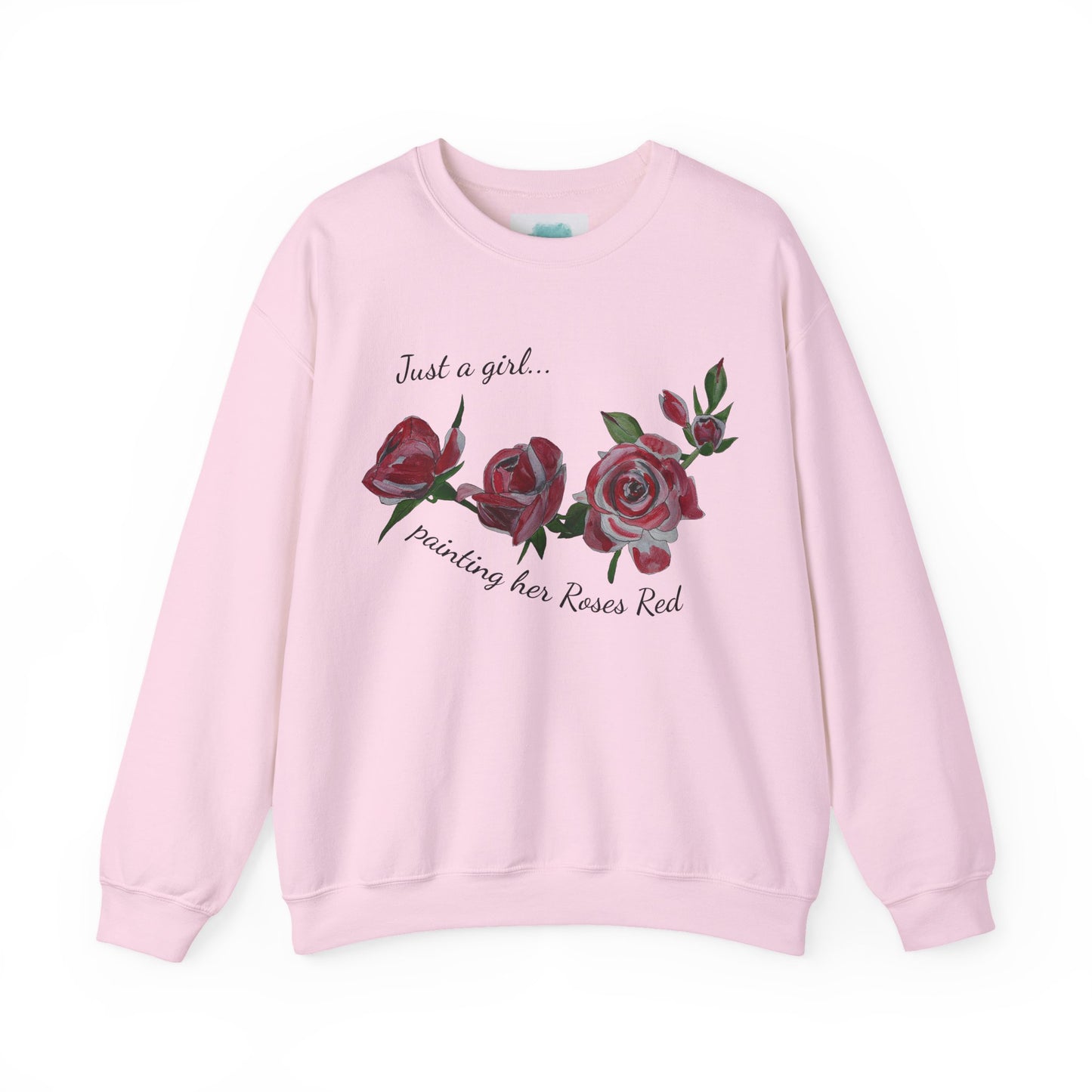 Just a Girl Painting Her Roses Red sweatshirt | Floral Rose Crewneck - Alice in Wonderland