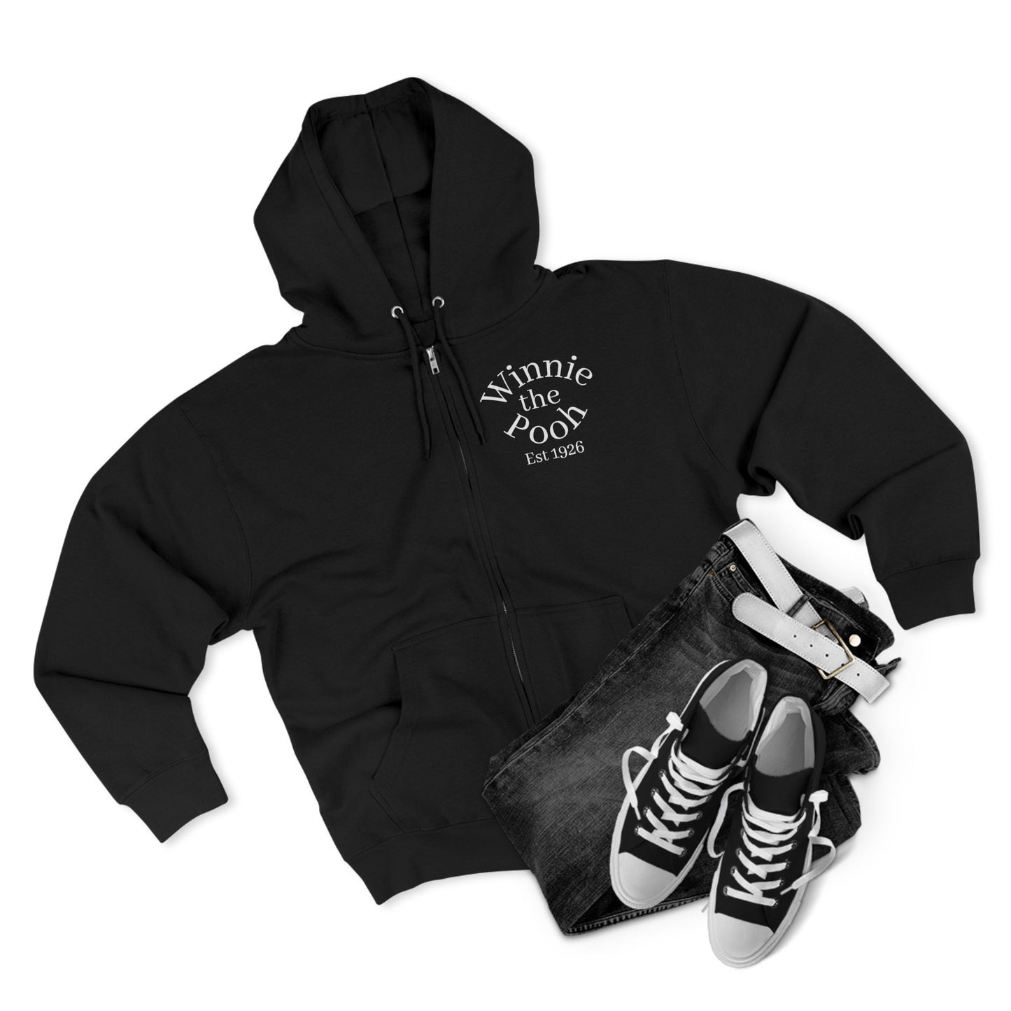 Winnie the Pooh Forest Illustration Zip Hoodie | Vintage Storybook Design