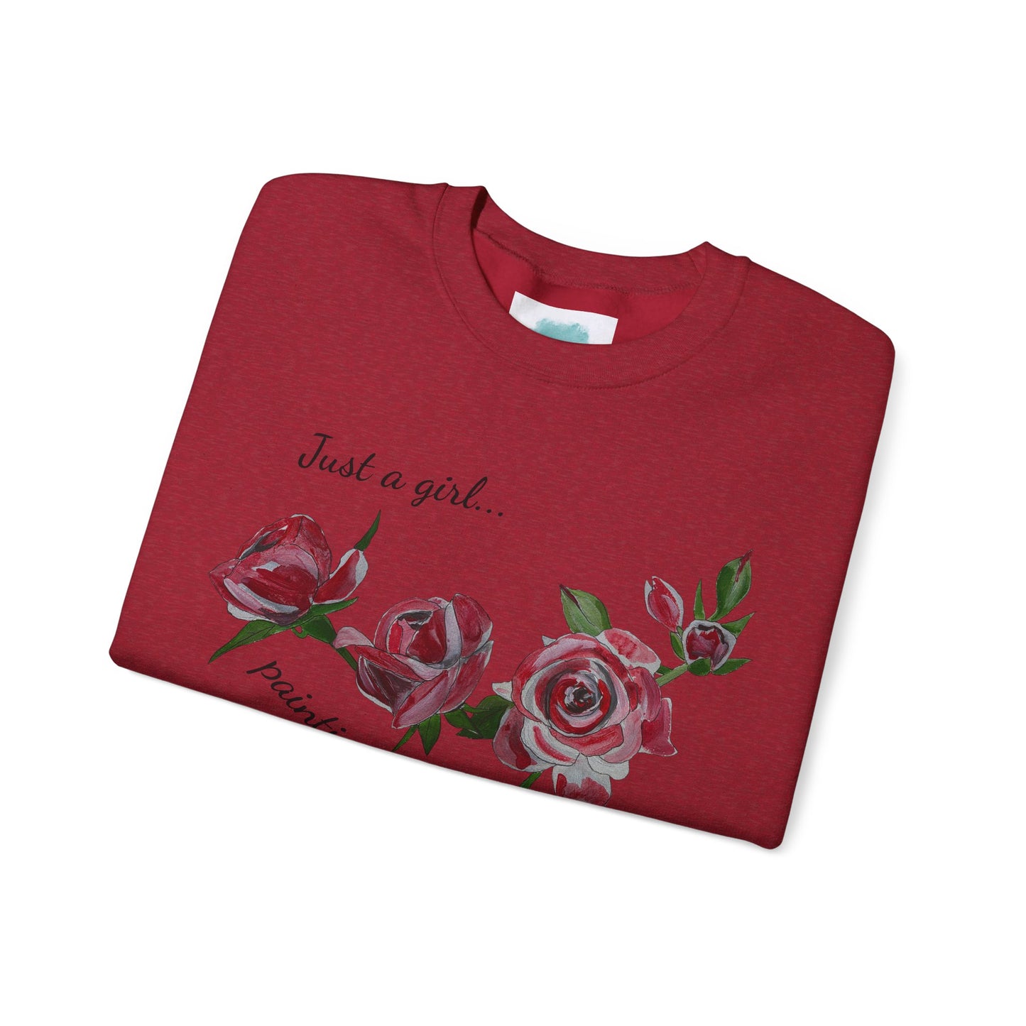 Just a Girl Painting Her Roses Red sweatshirt | Floral Rose Crewneck - Alice in Wonderland