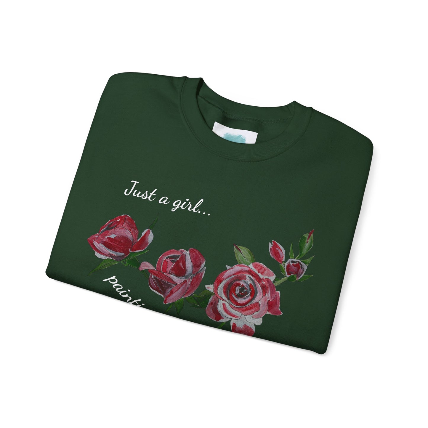 Just a Girl Painting Her Roses Red sweatshirt | Floral Rose Crewneck - Alice in Wonderland