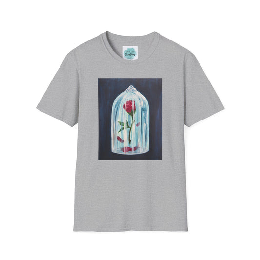 Enchanted Rose in Glass Dome T-Shirt | Enclosed Red Rose Illustration