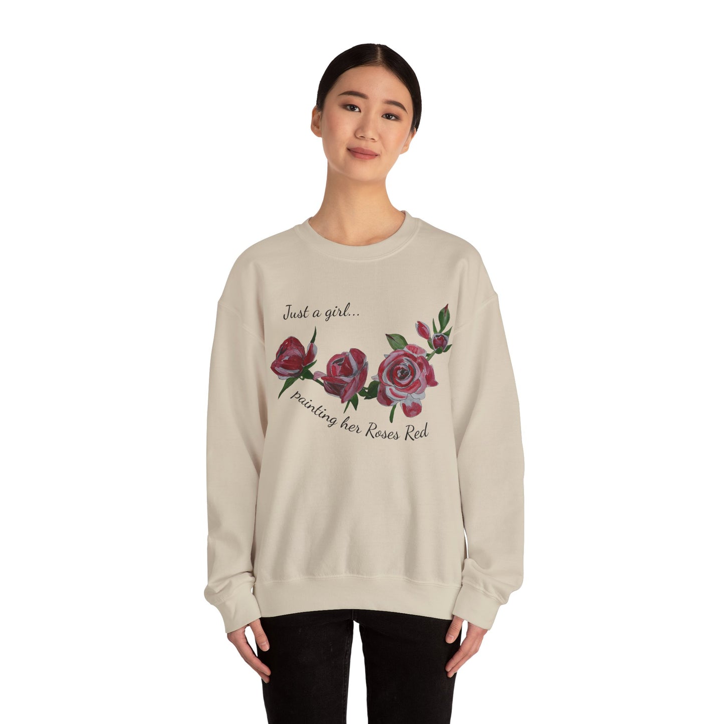 Just a Girl Painting Her Roses Red sweatshirt | Floral Rose Crewneck - Alice in Wonderland