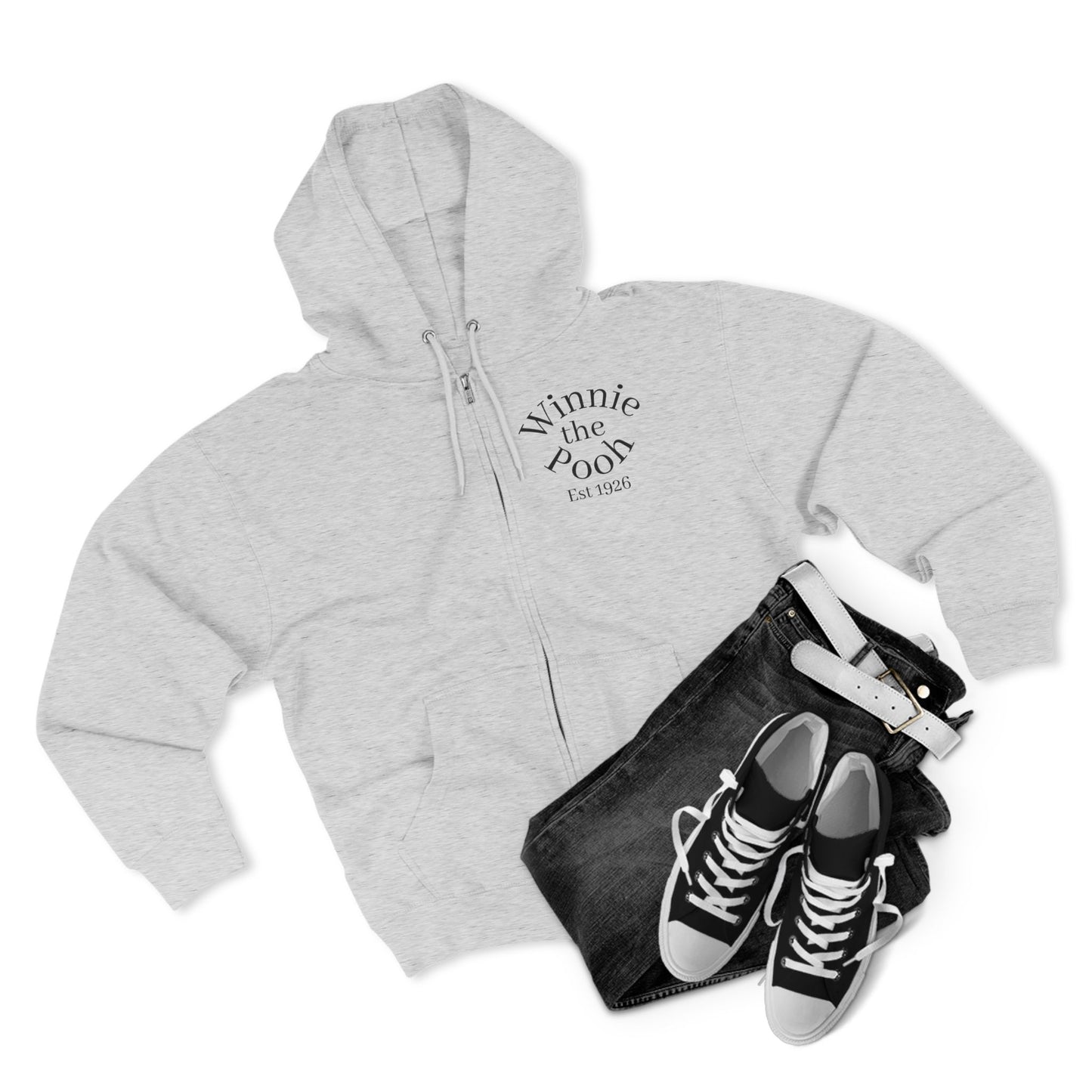 Winnie the Pooh Forest Illustration Zip Hoodie | Vintage Storybook Design