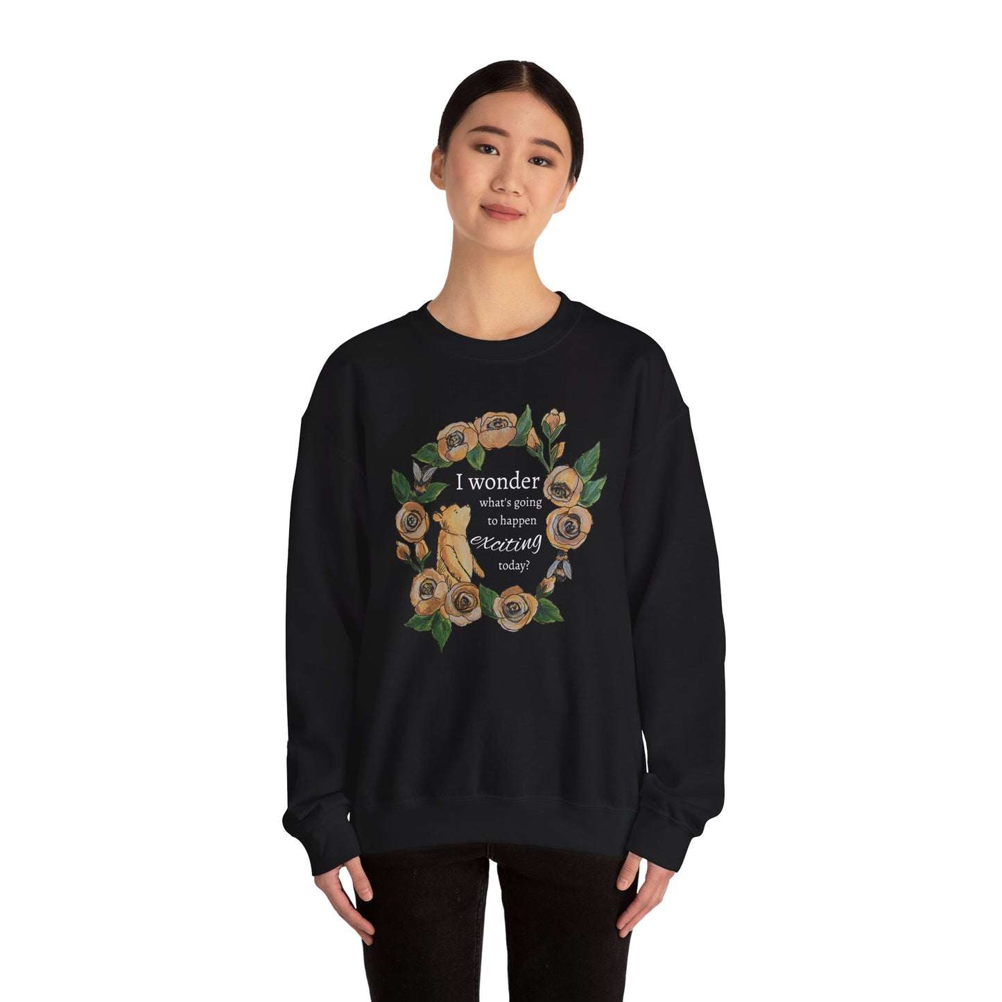 Winnie the Pooh Floral Wreath Sweatshirt, Winnie Quote