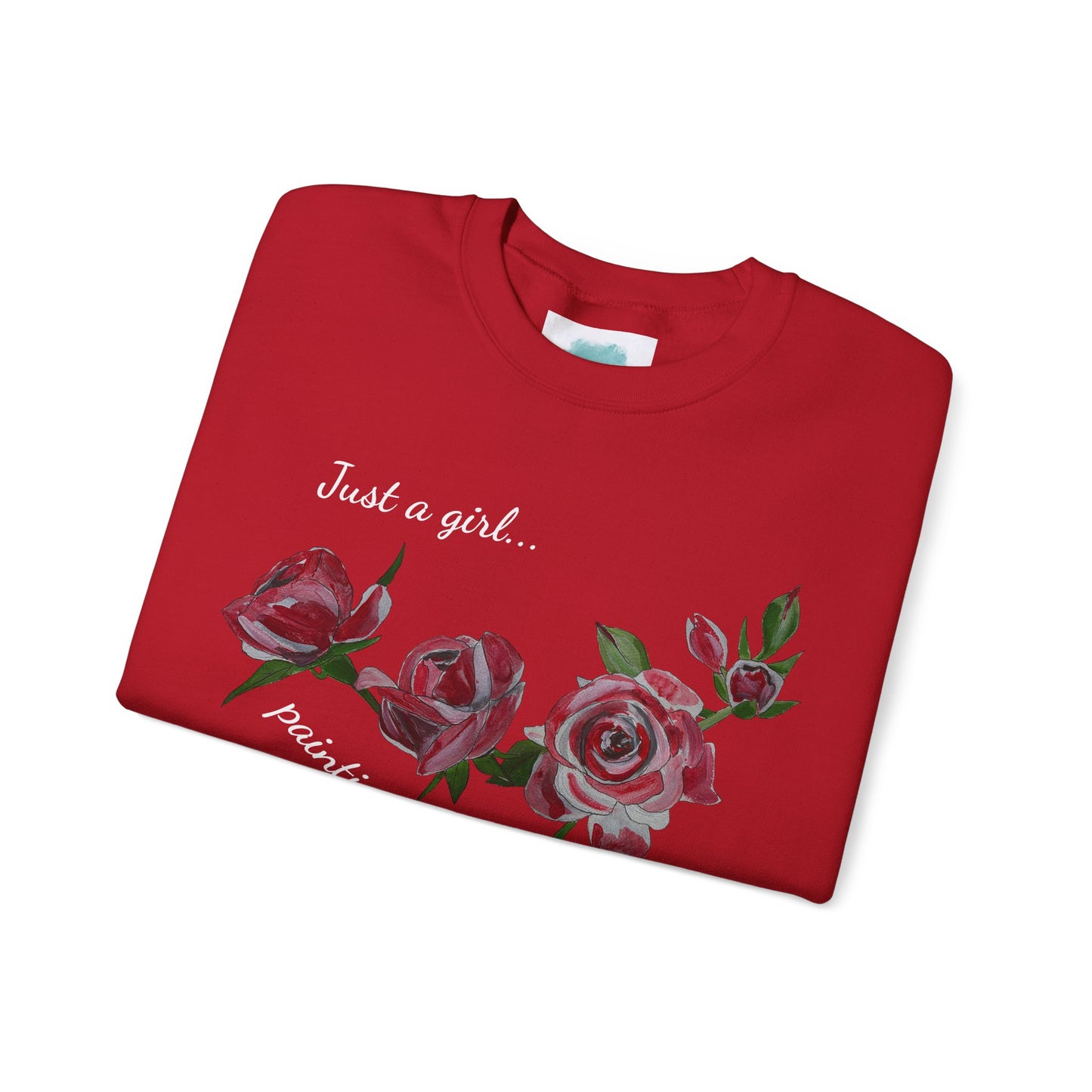 Just a Girl Painting Her Roses Red sweatshirt | Floral Rose Crewneck - Alice in Wonderland