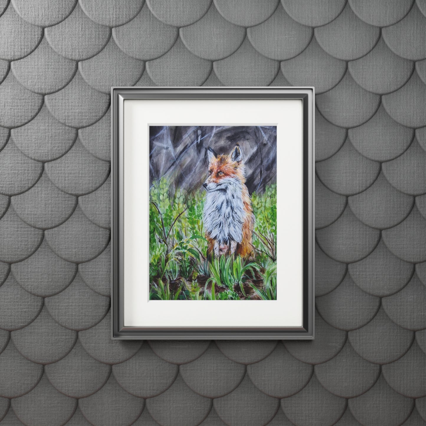 Red Fox Illustration Fine Art Print | Passepartout Paper Frame