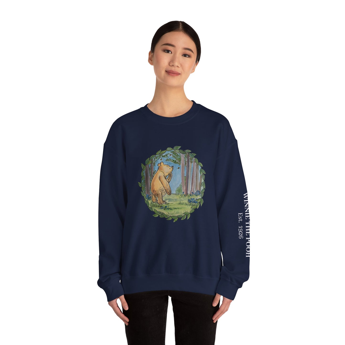 Winnie the Pooh Forest Illustration Sweatshirt | Vintage Storybook Bear Crewneck