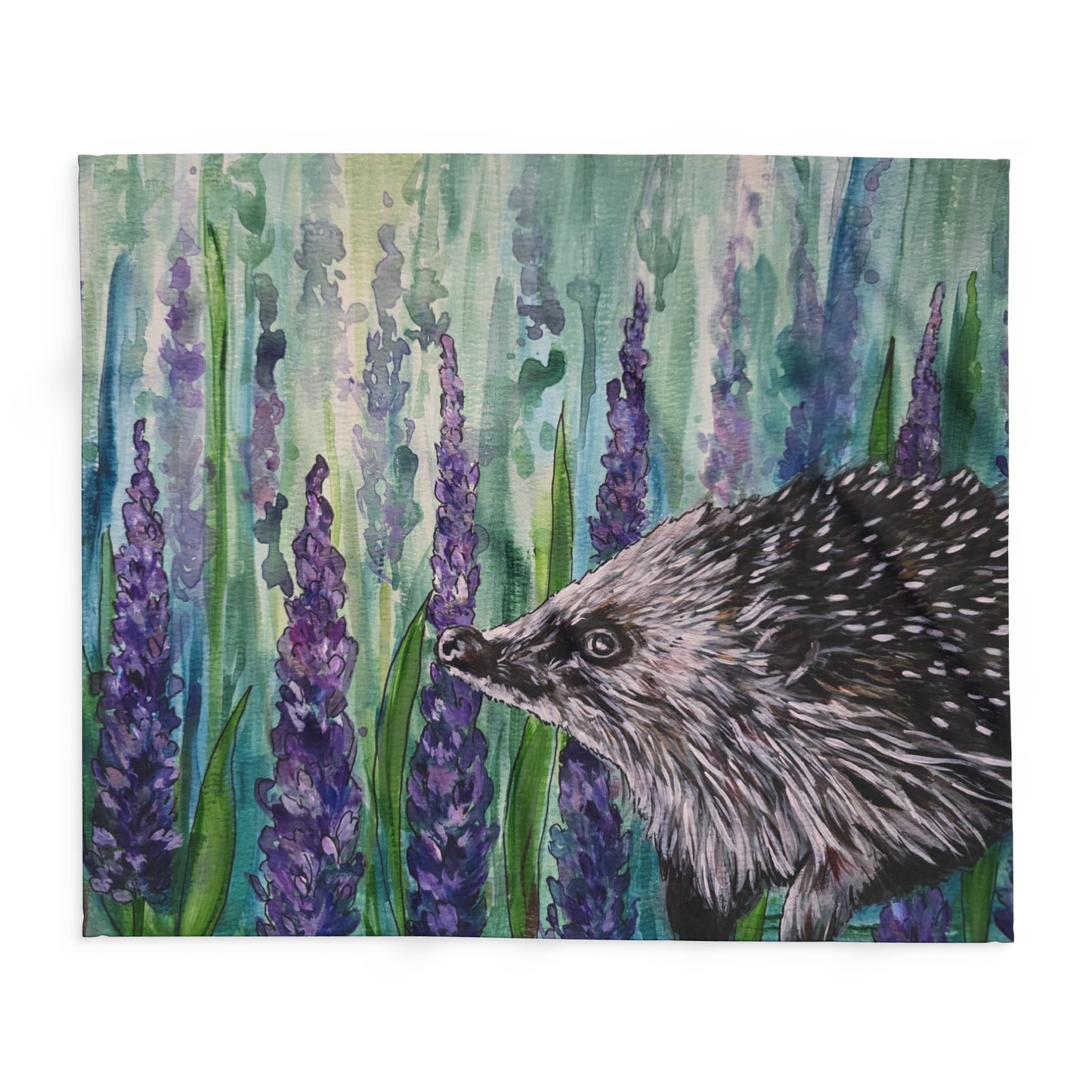 Hedgehog in Lavender Blanket | Fleece Throw