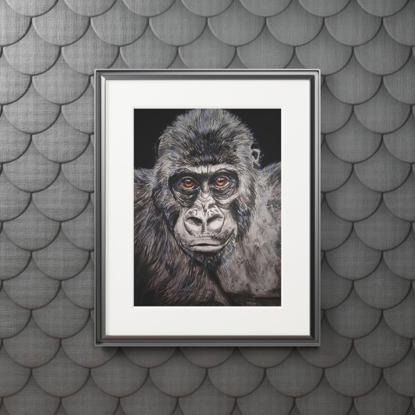 Gorilla Portrait Fine Art Print Passepartout Paper Frame