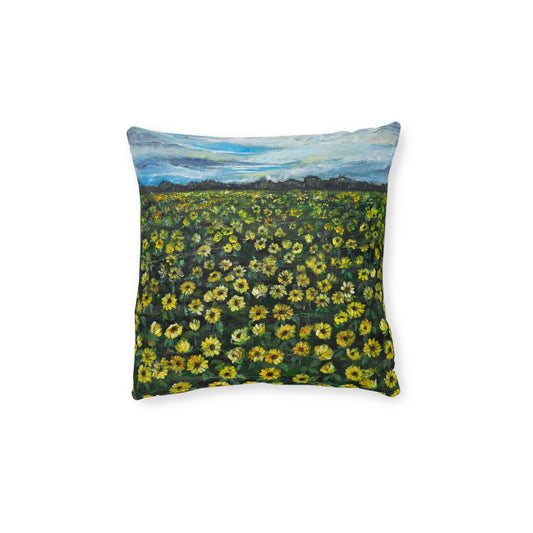 Sunflower Field Pillow | Floral Landscape Decorative Throw Pillow