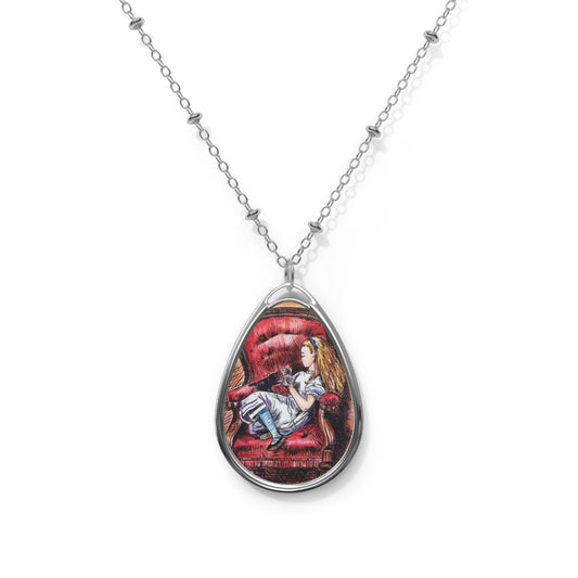 Alice in Wonderland Oval Necklace | Teardrop Portrait Pendant
