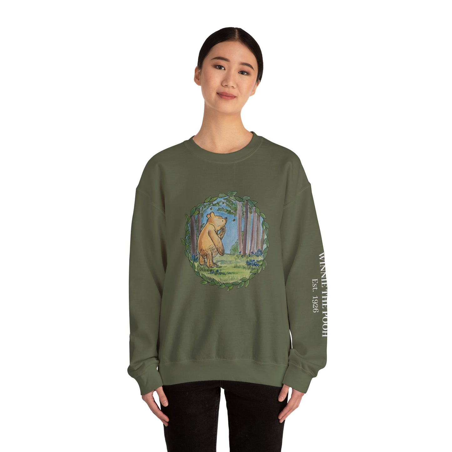 Winnie the Pooh Forest Illustration Sweatshirt | Vintage Storybook Bear Crewneck