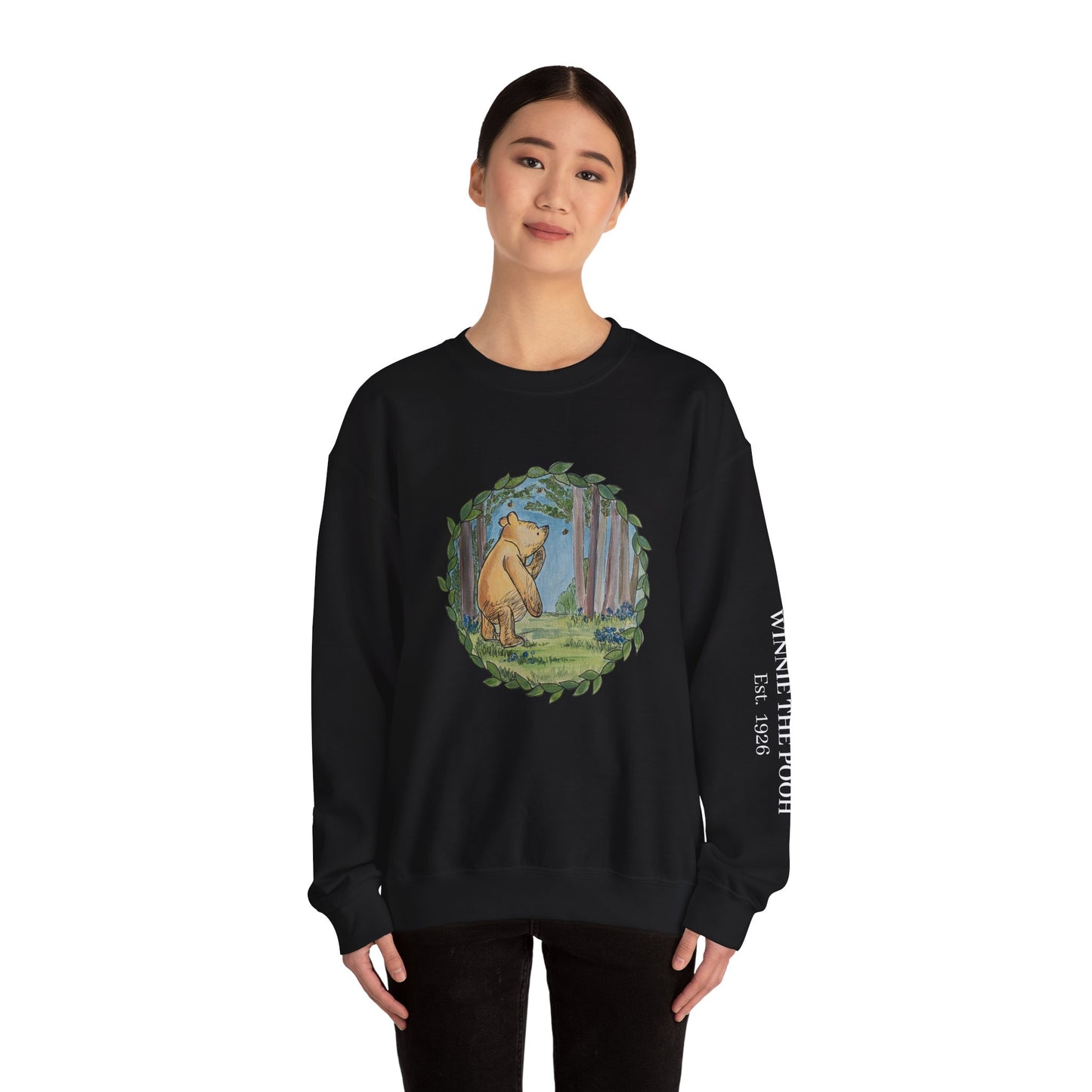 Winnie the Pooh Forest Illustration Sweatshirt | Vintage Storybook Bear Crewneck