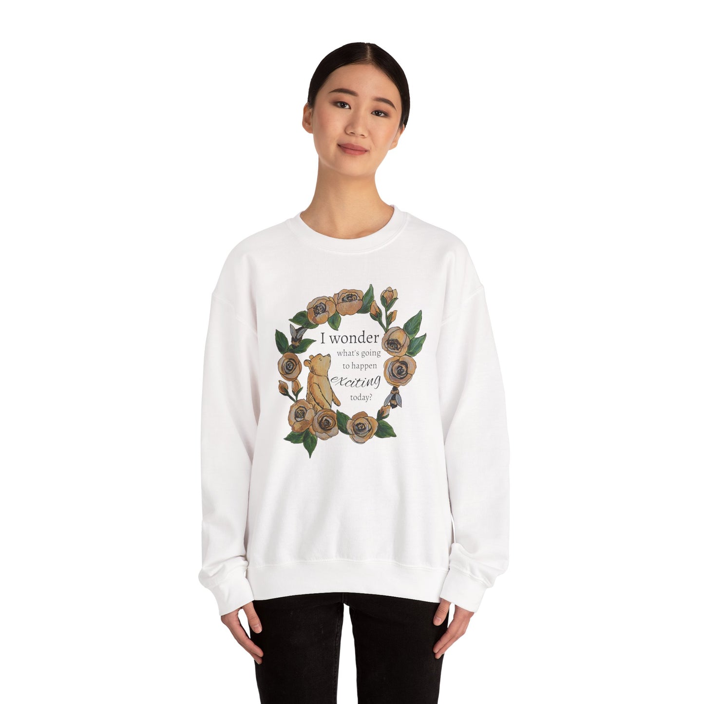 Winnie the Pooh Floral Wreath Sweatshirt, Winnie Quote