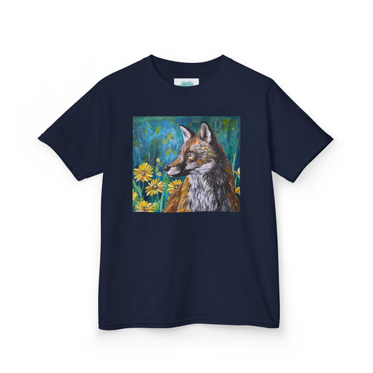 Copy of Fox Portrait Kids Tee, Flowers, Woodland Animal, 'Always Be a Fox' Back Print