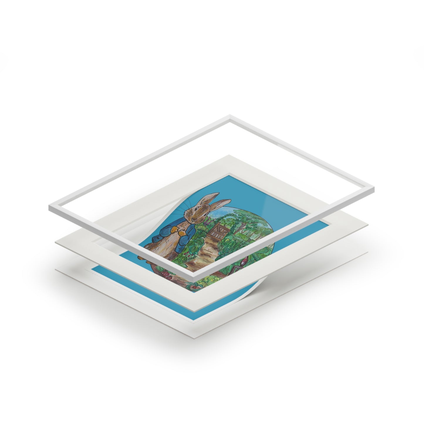 Peter Rabbit Illustration Fine Art Print, Passepartout Paper Frame