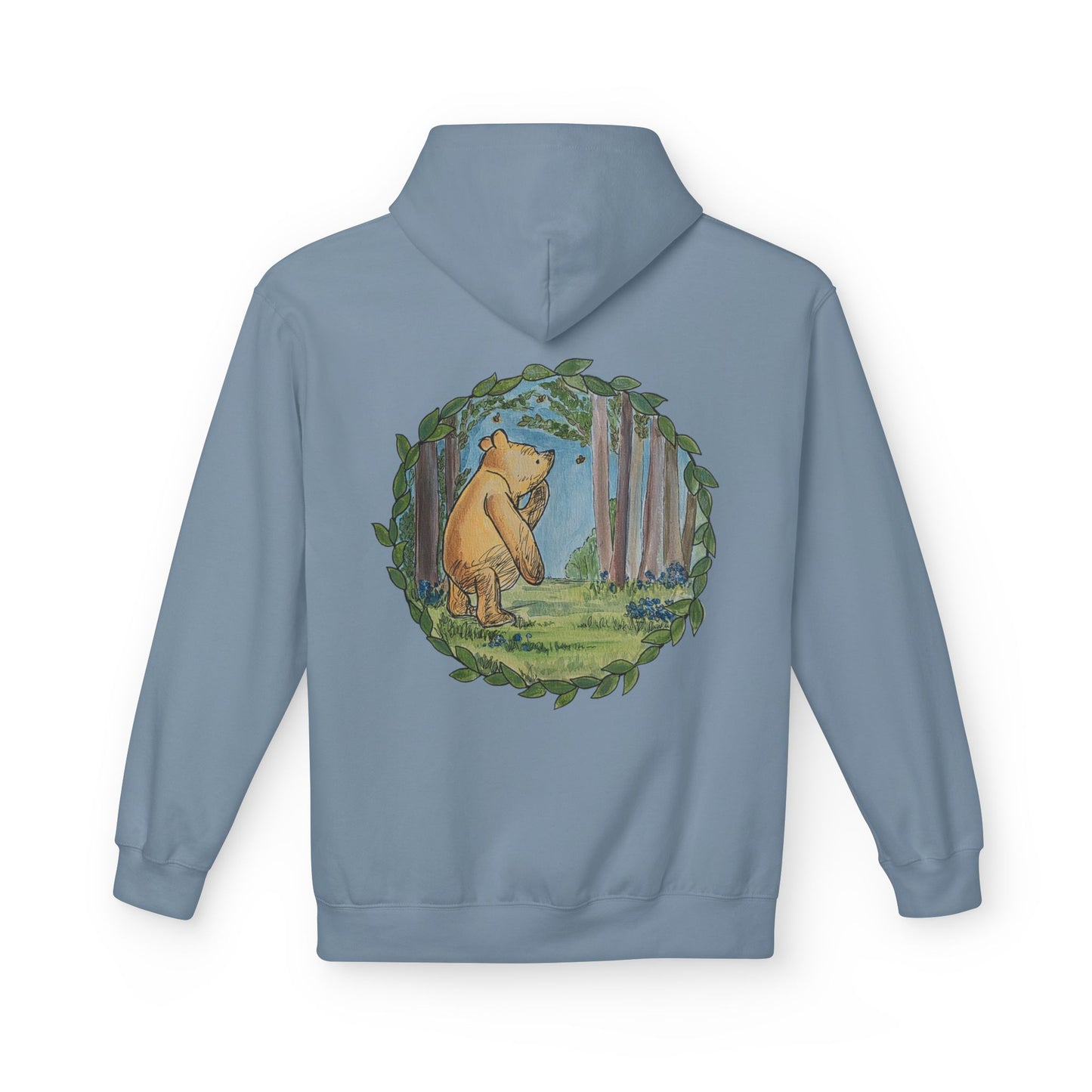 Winnie the Pooh Hoodie | Classic Storybook Illustration, Forest Backprint